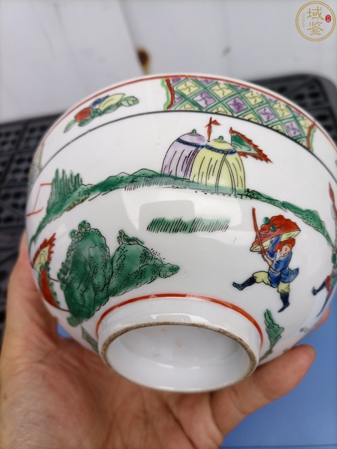 古玩陶瓷刀馬人五彩碗真品鑒賞圖