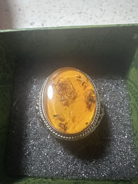 古玩玉器天然波羅的海琥珀戒指拍賣，當前價格1000元