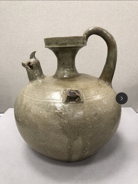 古玩陶瓷東晉早期青釉雞首壺真品鑒賞圖