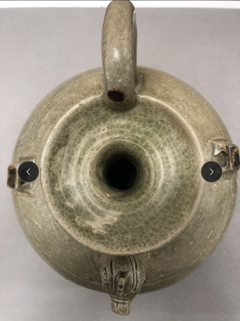 古玩陶瓷東晉早期青釉雞首壺真品鑒賞圖