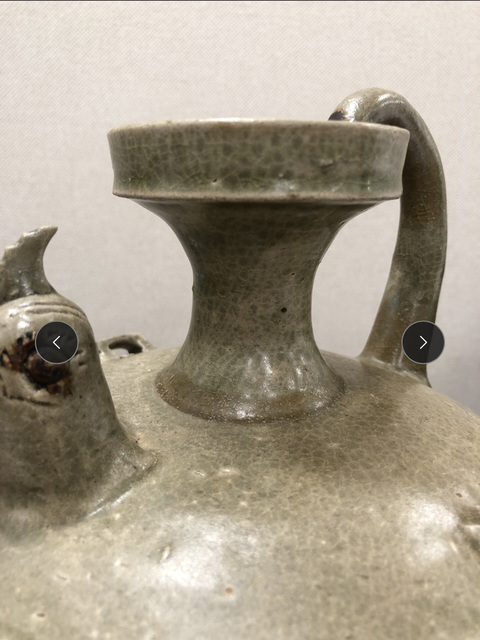 古玩陶瓷東晉早期青釉雞首壺真品鑒賞圖