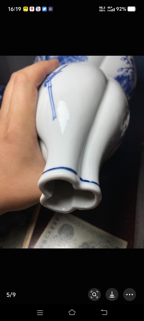 古玩陶瓷日本大正青花花鳥葫蘆瓶真品鑒賞圖