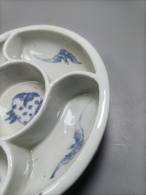 古玩陶瓷青花福壽紋調色盤真品鑒賞圖