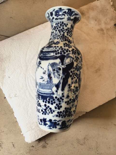 古玩陶瓷青花四海升平花瓶真品鑒賞圖