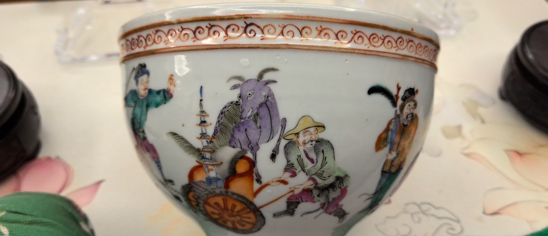 古玩陶瓷粉彩人物故事紋卷缸真品鑒賞圖