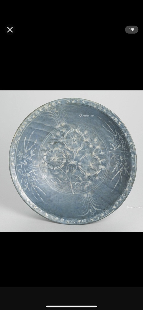 古玩陶瓷綠釉堆白碗真品鑒賞圖