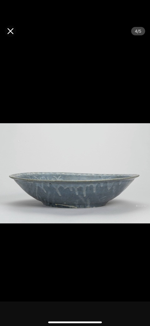 古玩陶瓷綠釉堆白碗真品鑒賞圖