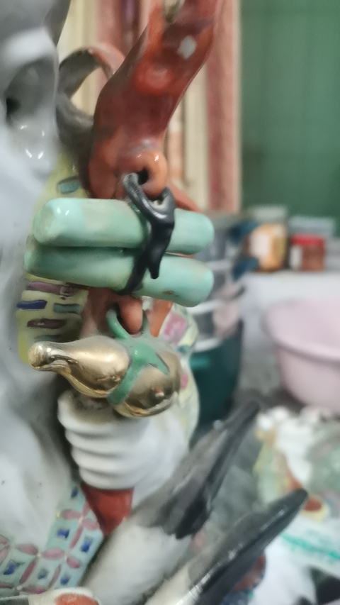 古玩陶瓷解放初 粉彩壽星瓷塑真品鑒賞圖