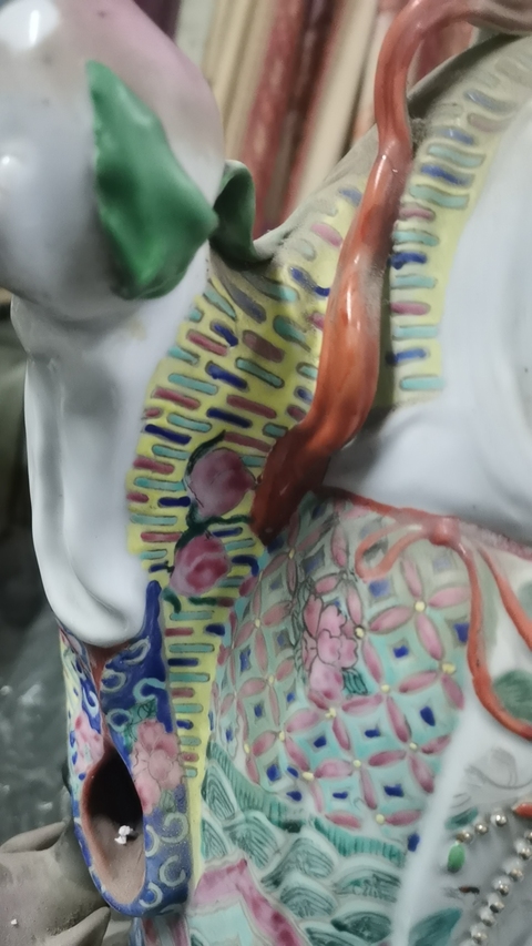 古玩陶瓷解放初 粉彩壽星瓷塑真品鑒賞圖