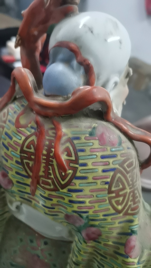 古玩陶瓷解放初 粉彩壽星瓷塑真品鑒賞圖