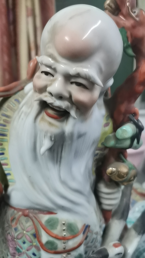 古玩陶瓷解放初 粉彩壽星瓷塑真品鑒賞圖