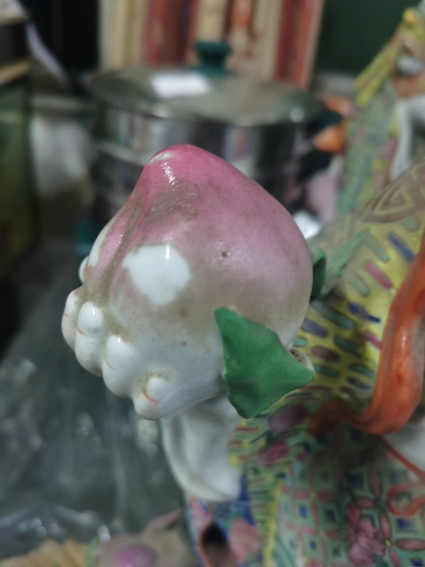 古玩陶瓷解放初 粉彩壽星瓷塑真品鑒賞圖