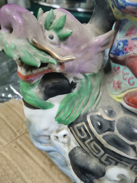 古玩陶瓷解放初 粉彩壽星瓷塑真品鑒賞圖