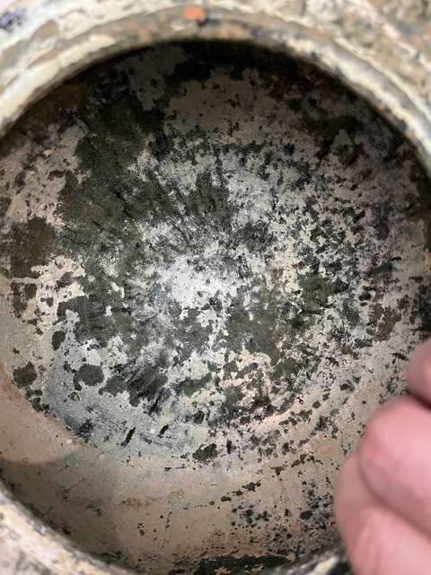 古玩陶瓷紅陶綠釉三足雙耳鼎真品鑒賞圖