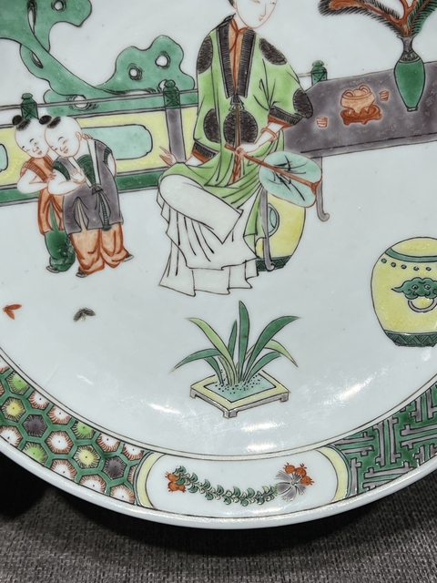 古玩陶瓷五彩人物故事大盤真品鑒賞圖