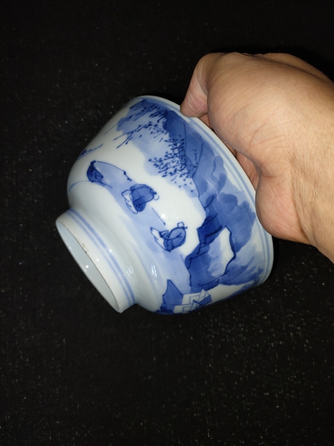 古玩陶瓷青花山水人物碗（日本瓷）真品鑒賞圖