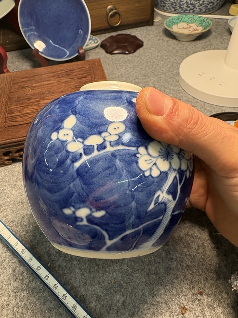 古玩陶瓷晚清青花冰梅罐真品鑒賞圖