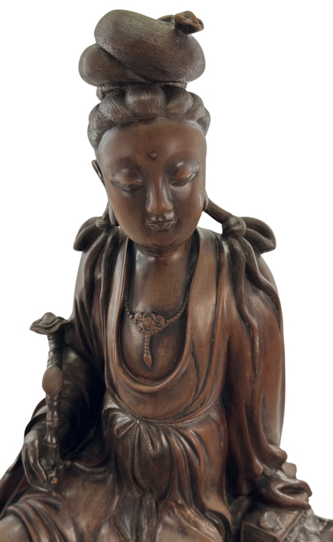 古玩雜項觀音木雕真品鑒賞圖