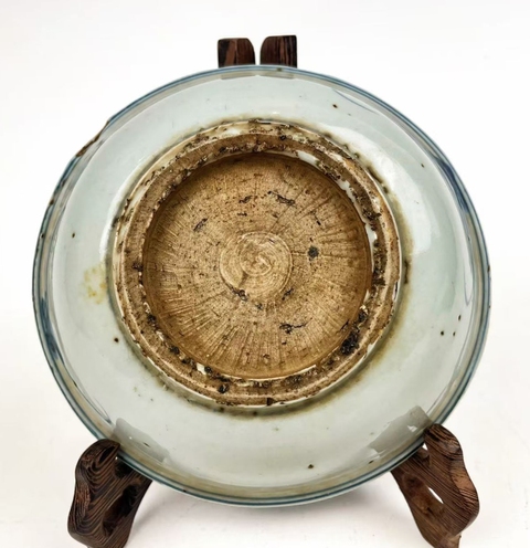 古玩陶瓷晚明青花盤真品鑒賞圖