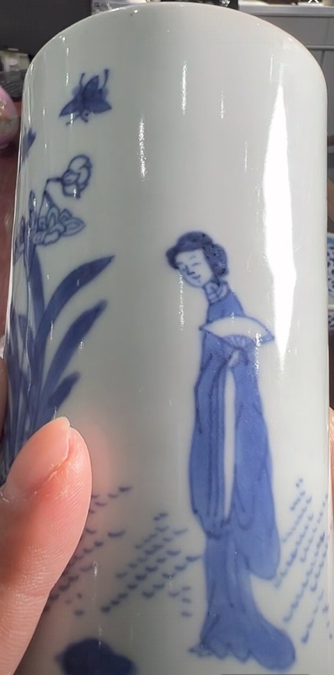 古玩陶瓷青花筆筒真品鑒賞圖