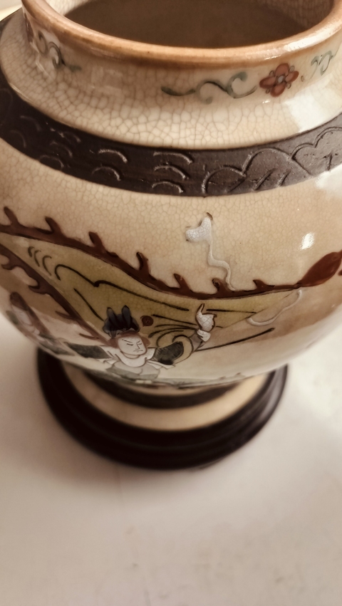 古玩陶瓷哥釉粉彩鐵骨泥刀馬人物罐真品鑒賞圖