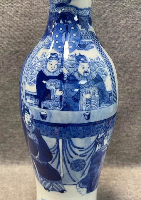 古玩陶瓷人物紋撇口瓶真品鑒賞圖