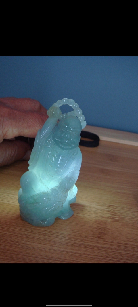 古玩玉器翡翠伏虎羅漢真品鑒賞圖