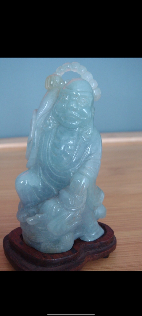 古玩玉器翡翠伏虎羅漢真品鑒賞圖