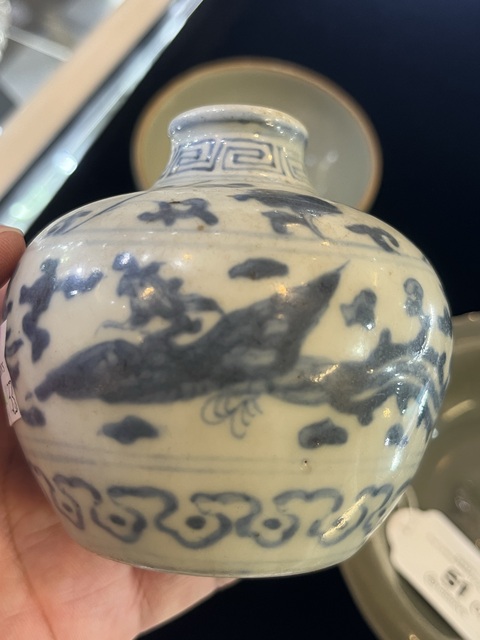 古玩陶瓷青花石榴尊真品鑒賞圖