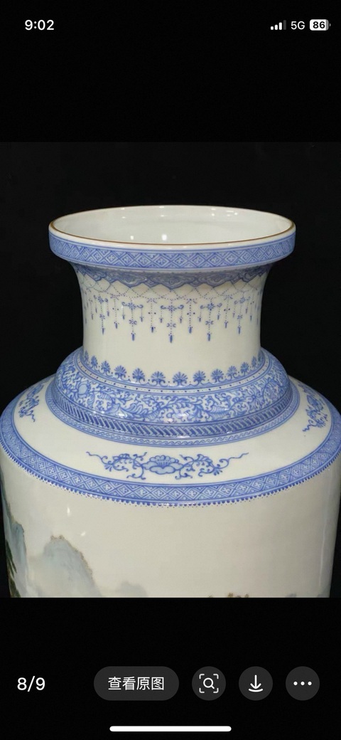 古玩陶瓷山水紋瓶真品鑒賞圖