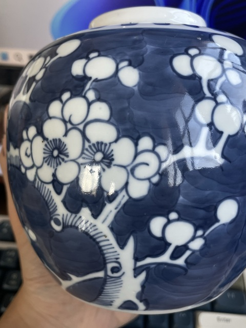 古玩陶瓷青花留白冰梅紋罐真品鑒賞圖