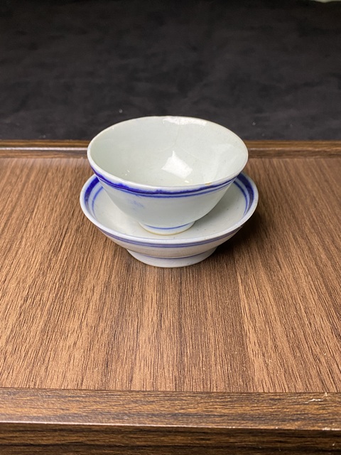 古玩陶瓷清末民初青花杯盤拍賣，當前價格99元