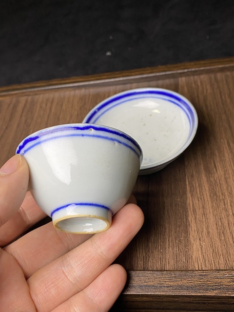 古玩陶瓷清末民初青花杯盤拍賣，當前價格99元