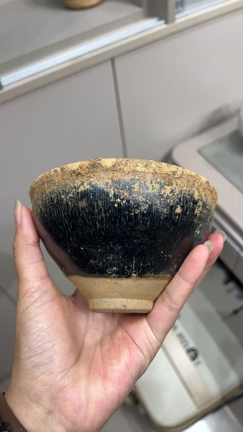 古玩陶瓷建窯兔毫束口盞真品鑒賞圖