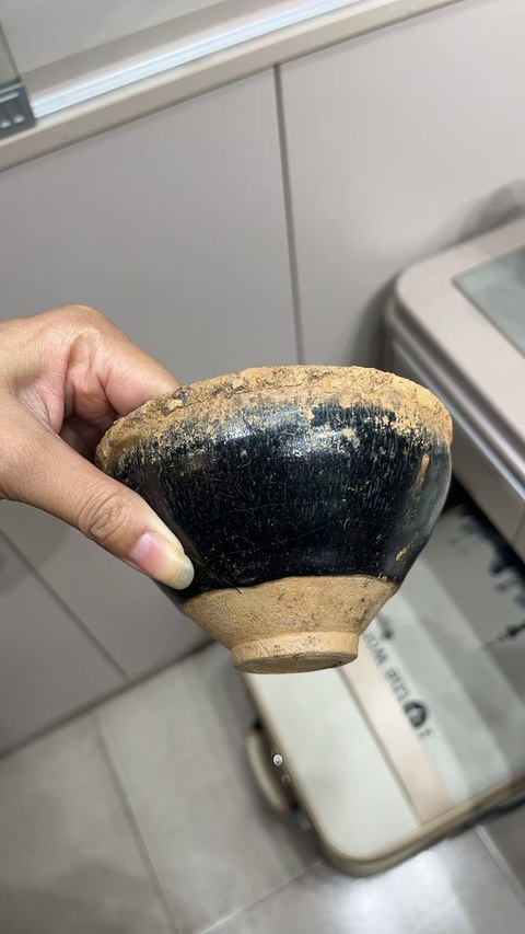 古玩陶瓷建窯兔毫束口盞真品鑒賞圖