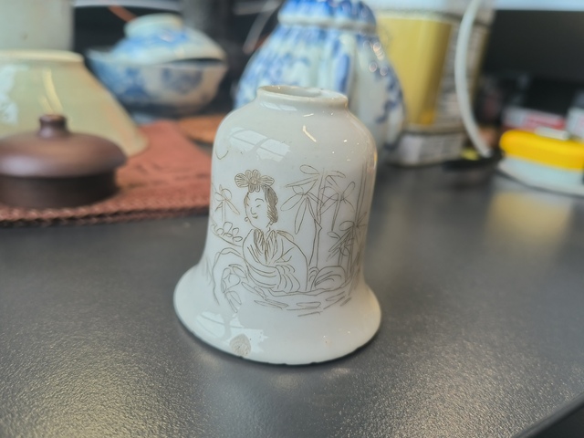 古玩陶瓷白釉水盂真品鑒賞圖