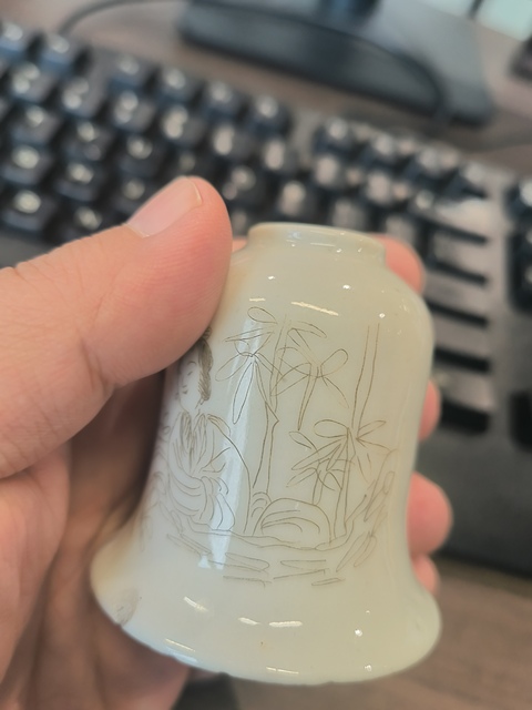 古玩陶瓷白釉水盂真品鑒賞圖