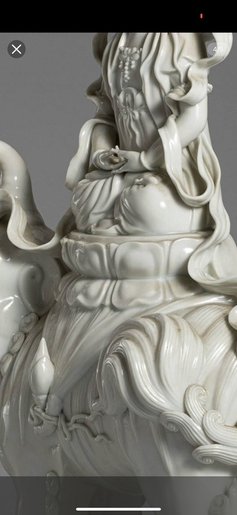 古玩陶瓷清晚期德化窯文殊菩薩像真品鑒賞圖