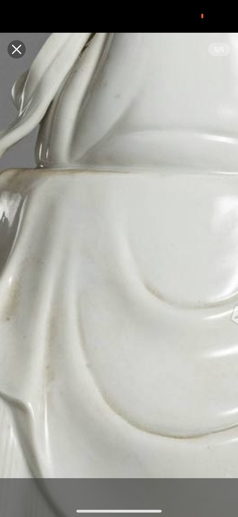 古玩陶瓷清晚期德化窯文殊菩薩像真品鑒賞圖