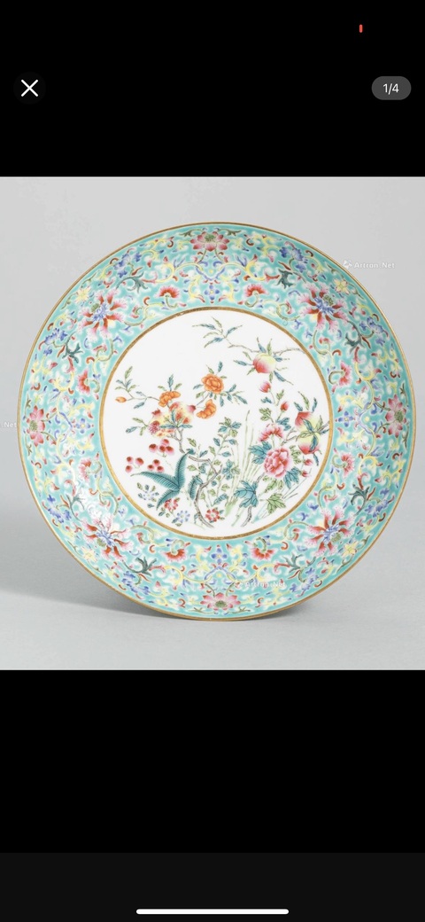 古玩陶瓷粉彩盤真品鑒賞圖