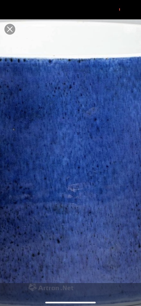 古玩陶瓷康熙灑藍(lán)釉筆海真品鑒賞圖