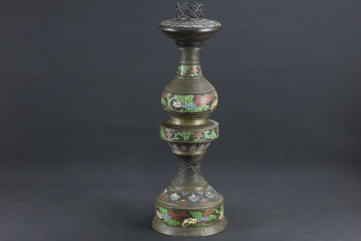 古玩雜項景泰藍燈臺真品鑒賞圖