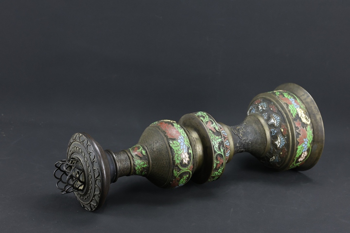 古玩雜項景泰藍燈臺真品鑒賞圖