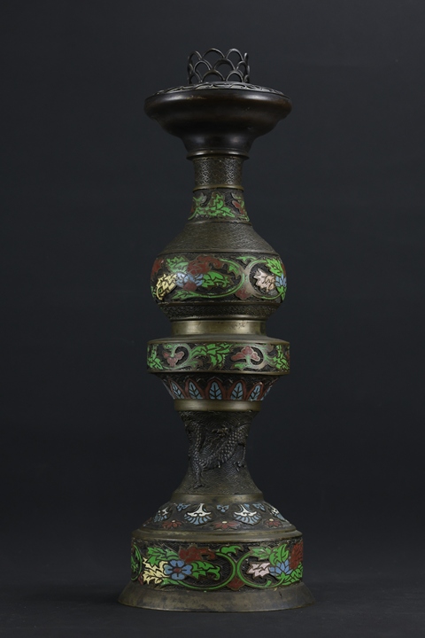 古玩雜項景泰藍燈臺真品鑒賞圖