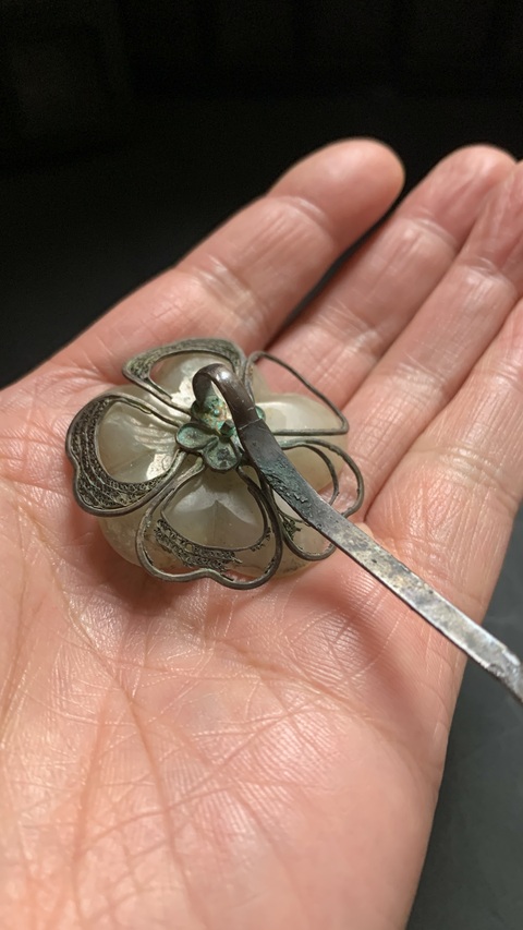 古玩玉器和田玉鑲“發簪”真品鑒賞圖