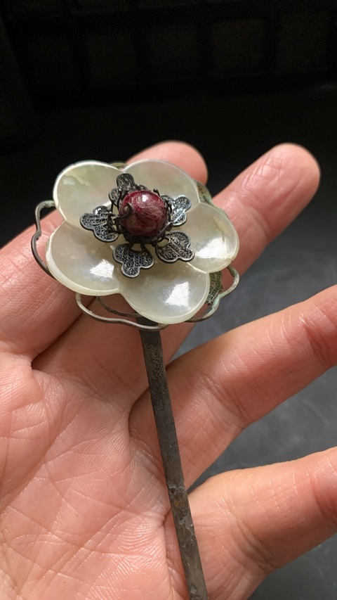 古玩玉器和田玉鑲“發簪”真品鑒賞圖