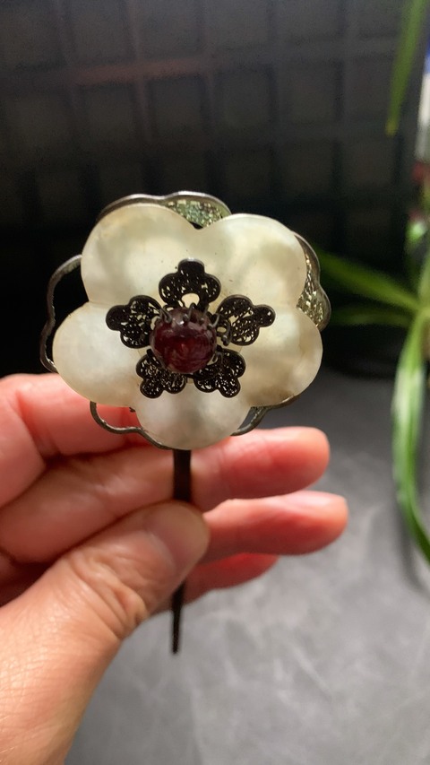 古玩玉器和田玉鑲“發簪”真品鑒賞圖