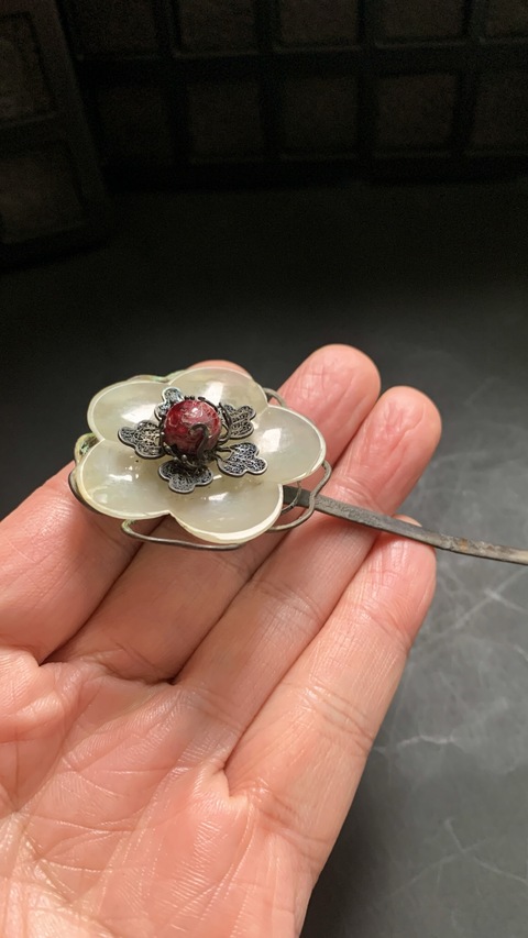 古玩玉器和田玉鑲“發簪”真品鑒賞圖