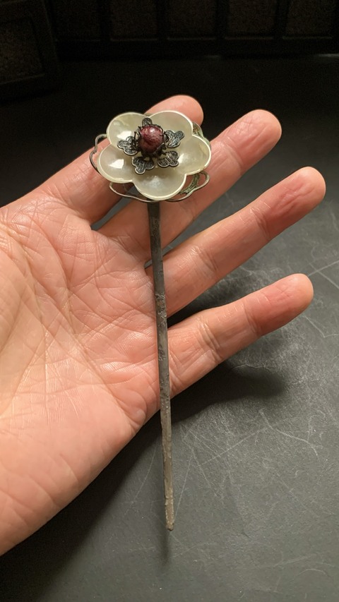 古玩玉器和田玉鑲“發簪”真品鑒賞圖