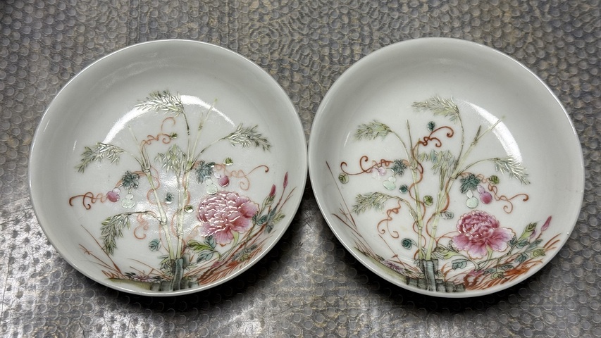 古玩陶瓷粉彩牡丹葫蘆圖小碟（一對）拍賣，當前價格6000元